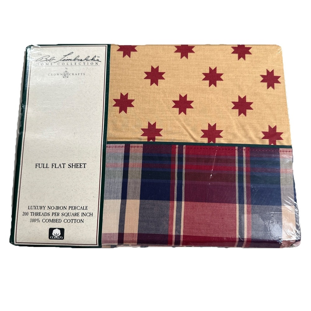 Vintage Bob Timberlake Home Collection NOS Full Flat Sheet Bedsheets Cabin Stars